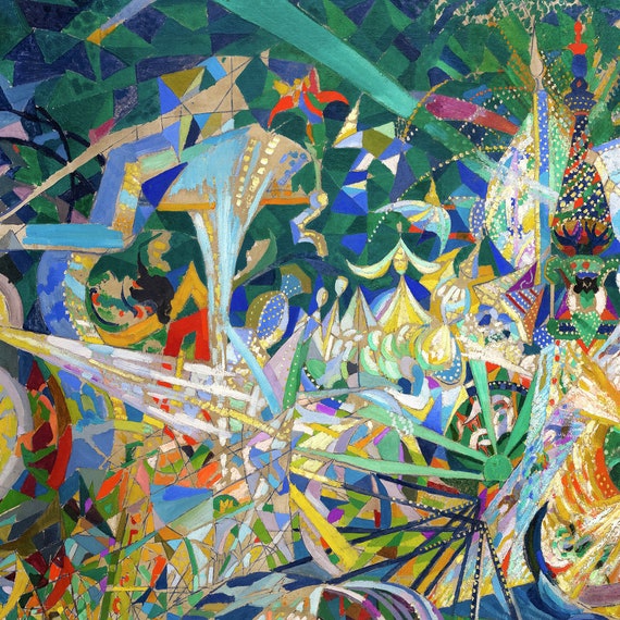Joseph Stella,battle of Lights, Coney Island, Mardi Gras,1914,art