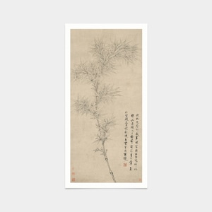 wang cheng,Bamboo print,Chinese Art Prints,japanese print,art prints,Vintage art,canvas wall art,famous art prints,vertical narrow,V7559