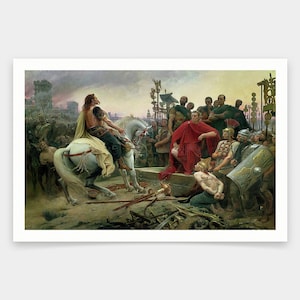 Lionel-Noel Royer,Vercingetorix Throws Down his Arms at the Feet of Julius Caesar,art prints,Vintage art,canvas wall art,famous art ,V1831