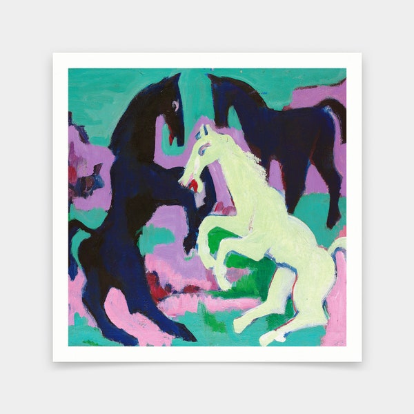 Ernst Ludwig Kirchner,Three Horses Drei Pferde, Circa 1923,art prints,Vintage art,canvas wall art,famous art prints,V7046