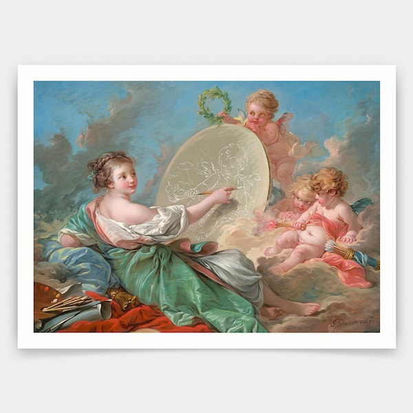 François Boucher,Allegory of Painting,art prints,Vintage art,canvas wall art,famous art prints,q1013