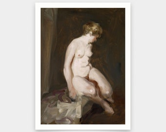 Robert Henri,Nude,Naked woman,art prints,Vintage art,canvas wall art,famous art prints,V6687