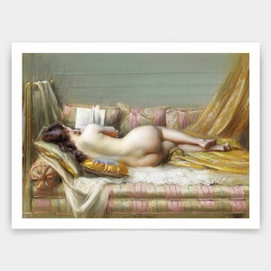 Delphin Enjolras, Naakt, Naakte Vrouw Op Bed, kunst prints, Vintage kunst, canvas kunst aan de muur, beroemde kunst prints, V3511