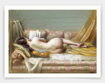 Delphin Enjolras,Naked,Naked Woman On Bed,art prints,Vintage art,canvas wall art,famous art prints, V3511