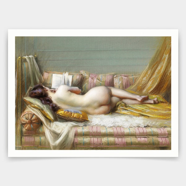 Delphin Enjolras,Nackte Frau auf dem Bett,Kunstdrucke,Vintage Kunst,Leinwand Wandkunst,berühmte Kunstdrucke, V3511