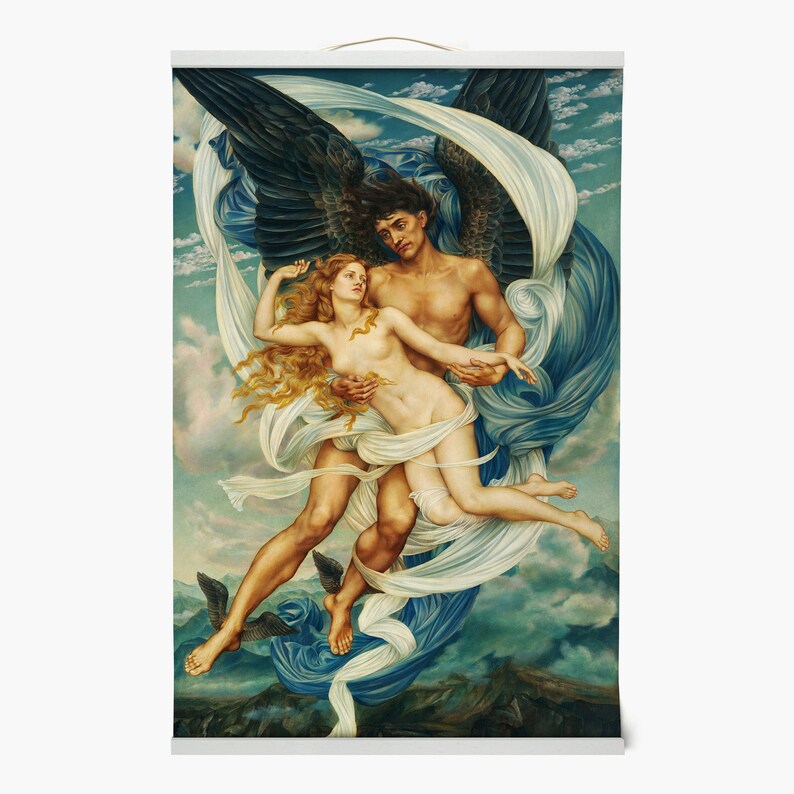 Evelyn De Morgan,Boreas and Oreithyia,Framed Prints,wall art prints,Hanging Canvas print,large wall art oversized,2209