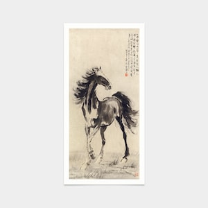 Xu Beihong,Chinese ink horse,horse art,japanese print,art prints,Vintage art,canvas wall art,famous art prints,vertical narrow prints,V7592