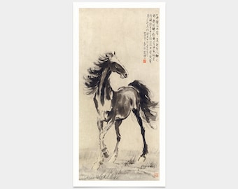 Xu Beihong、中国の水墨画の馬、馬の芸術、日本の版画、アートプリント