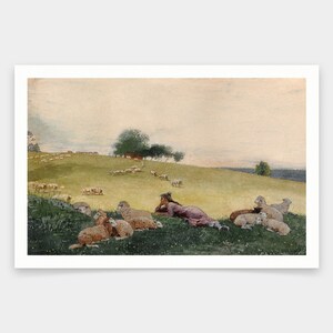 Winslow Homer,shepherdess Of Houghton Farm,art prints,Vintage art,canvas wall art,famous art prints,V2155