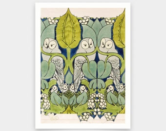 Charles Francis Annesley Voysey,Owls, Wallpaper pattern,art prints,Vintage art,canvas wall art,famous art prints,V5473