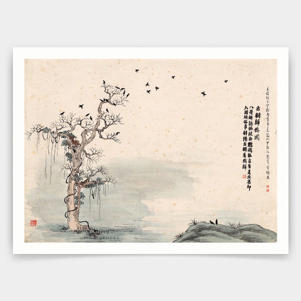 Qi Baishi, Corbeaux sur branches mortes, peinture chinoise, impressions d’art, art vintage, art mural sur toile, impressions d’art célèbres, V4900