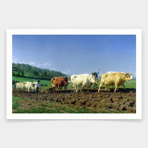 Rosa Bonheur,Ploughing in Nivernais,art prints,Vintage art,canvas wall art,famous art prints,V2002