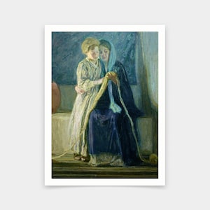 Henry Ossawa Tanner, Cristo y su madre estudiando las Escrituras, grabados de arte, arte vintage, arte de pared de lienzo, grabados de arte famosos, V5999