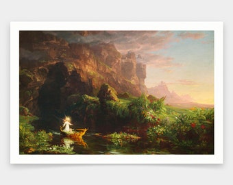 Thomas Cole, El viaje de la vida infancia, impresiones de arte, arte vintage, arte de pared de lienzo, grabados de arte famosos, q2102
