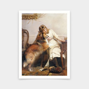 Charles Burton Barber,Sweethearts, Dog Wall Art,art prints,Vintage art,canvas wall art,famous art prints,V5470