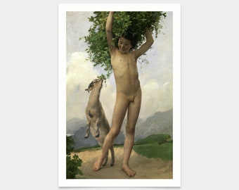 Jules Evarist Van Biesbroeck,Happy,boy and sheep,art prints,Vintage art,canvas wall art,famous art prints,V2694