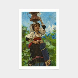 Mose di Giosue Bianchi,A woman with a pitcher,art prints,Vintage art,canvas wall art,famous art prints,V2778