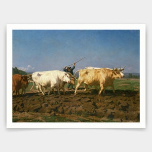 Rosa Bonheur,Ploughing In The Nivernais, 1850,art prints,Vintage art,canvas wall art,famous art prints,V4958