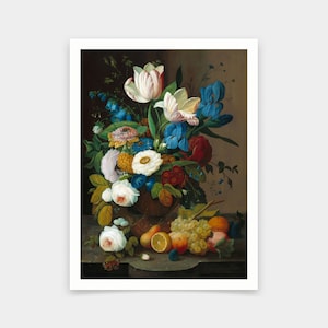 Severin Roesen, Stilleven, bloemen en fruit, kunstafdrukken, vintage kunst, canvas kunst aan de muur, beroemde kunstafdrukken, 2V285