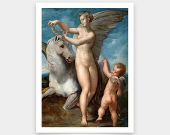 Parmigianino, Saturnus och Philyra, konsttryck, Vintagekonst, canvastavlor, kända konsttryck, V6496