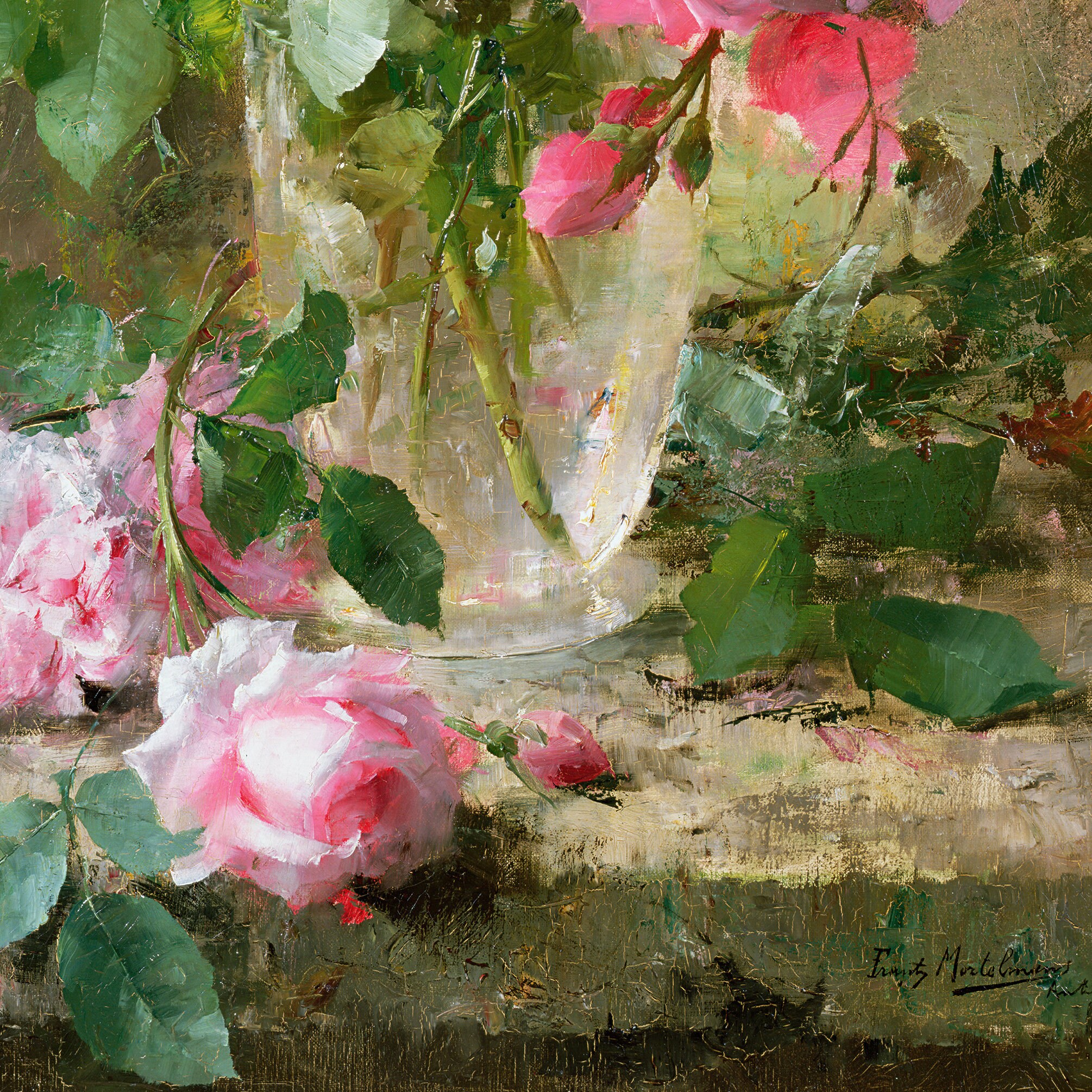 Frans Mortelmans,still Life of Roses in a Glass Vase,art Prints,vintage ...