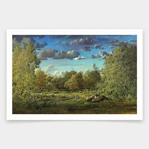 Theodore Rousseau,A Clearing in the Forest of Fontainebleau,art prints,Vintage art,canvas wall art,famous art prints,q2093