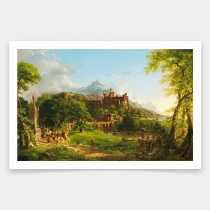 トーマス・コール、出発、アートプリント、ビンテージアート、キャンバスウォールアート、有名なアートプリント、q2099