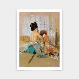 Robert Frederick Blum,Geisha at her Toilet ,art prints,Vintage art,canvas wall art,famous art prints,V6685