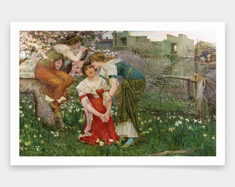 Edward Matthew Hale,The Three Princesses,art prints,Vintage art,canvas wall art,famous art prints,V1233