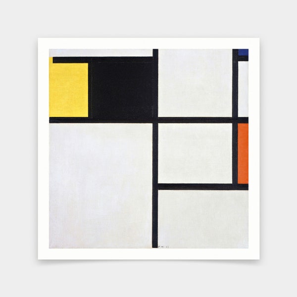Piet Mondrian, Tableau, amarillo, negro, azul, rojo y gris, impresiones de arte, arte vintage, arte de pared de lienzo, impresiones de arte famosas, q2766