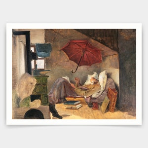Carl Spitzweg,Study for The Poor Poet,art prints,Vintage art,canvas wall art,famous art prints,q821