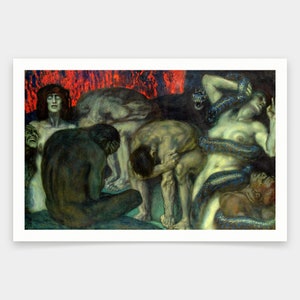 Franz Stuck, Inferno, 1908, impressões de arte, arte vintage, arte de parede em tela, impressões de arte famosas, V1366