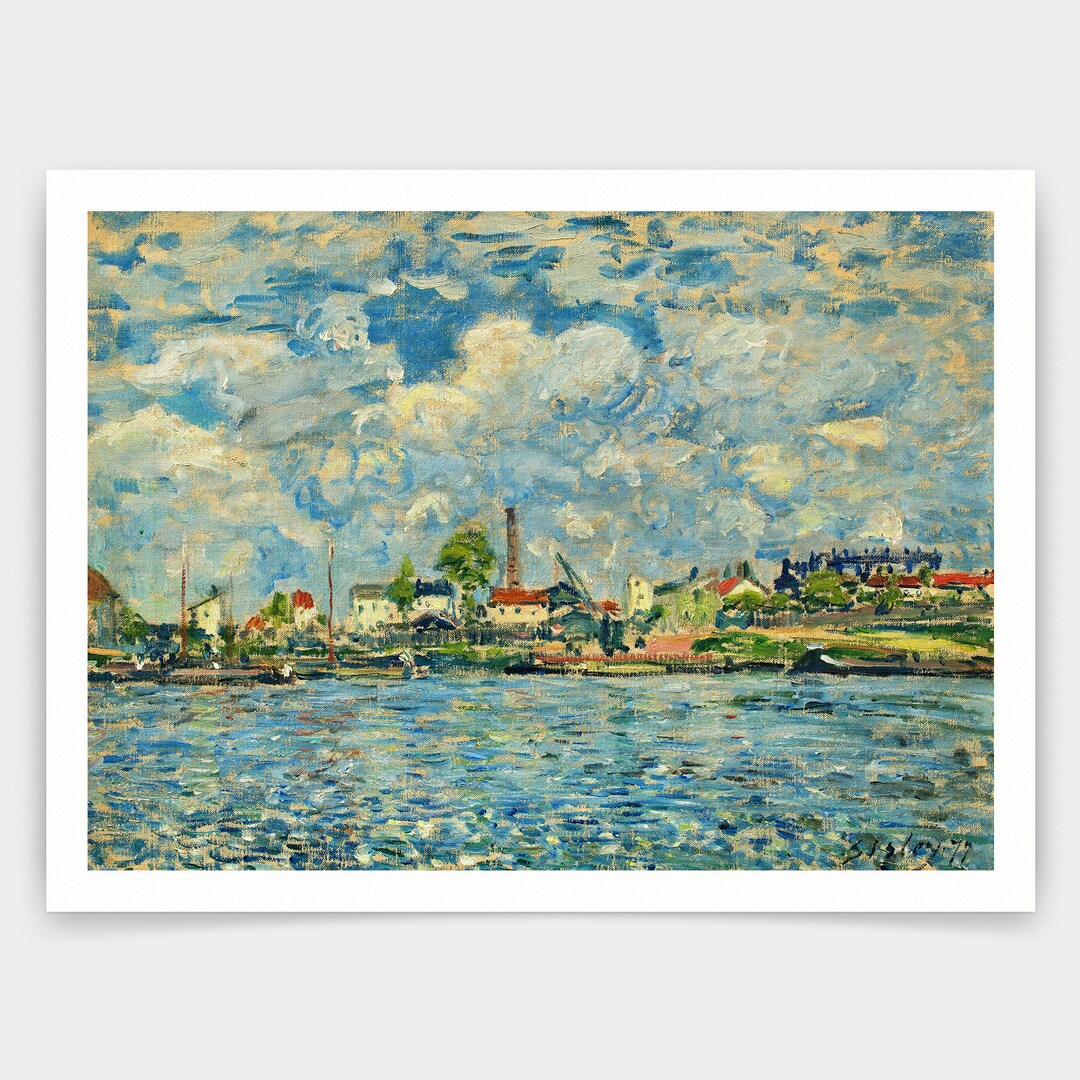 Alfred Sisley、セーヌ河、希少画集画、新品高級額、額装付 Alfred Sisley、セーヌ河、希少画集画、新品高級額、額装付