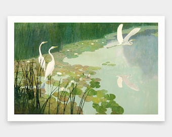 Newell Convers Wyeth,Herons in Summer,art prints,Vintage art,canvas wall art,famous art prints,V1886