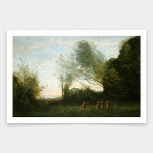 Jean-Baptiste Camille Corot,The Dance of the Nymphs,art prints,Vintage art,canvas wall art,famous art prints,V1670