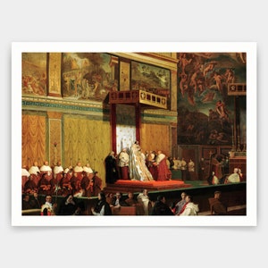 Jean-Auguste-Dominique Ingres,Pope Pius VII in the Sistine Chapel, 1814,art prints,Vintage art,canvas wall art,famous art prints,V4328