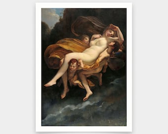 Oscar Pereira da Silva,L’enlèvement de Psyché The Abduction of Psyche,konsttryck,Vintagekonst,canvasväggkonst,berömda konsttryck,q574