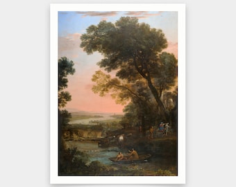 Claude Lorrain,Pastoral Landscape with the Flight into Egypt,art prints,Vintage art,canvas wall art,famous art prints,V5497