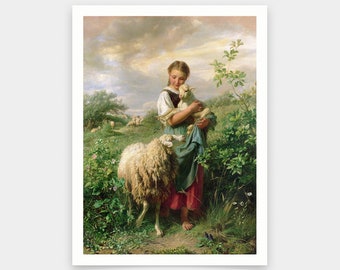 Johann Baptist Hofner,the Shepherdess ,large Wall Art,framed Wall