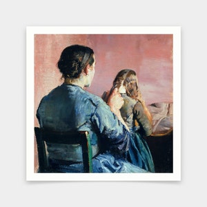 Christian Krohg,Braiding her Hair,art prints,Vintage art,canvas wall art,famous art prints,q2626