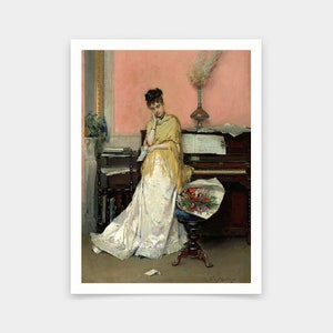 Raimundo de Madrazo y Garreta,La carta,Retrato de una niña leyendo una carta de amor,impresiones artísticas,Arte vintage,Arte mural de lienzo,Arte famoso,V6659