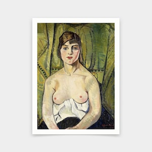 Suzanne Valadon,Woman with Bare Breasts, Self Portrait,art prints,Vintage art,canvas wall art,famous art prints,V6771