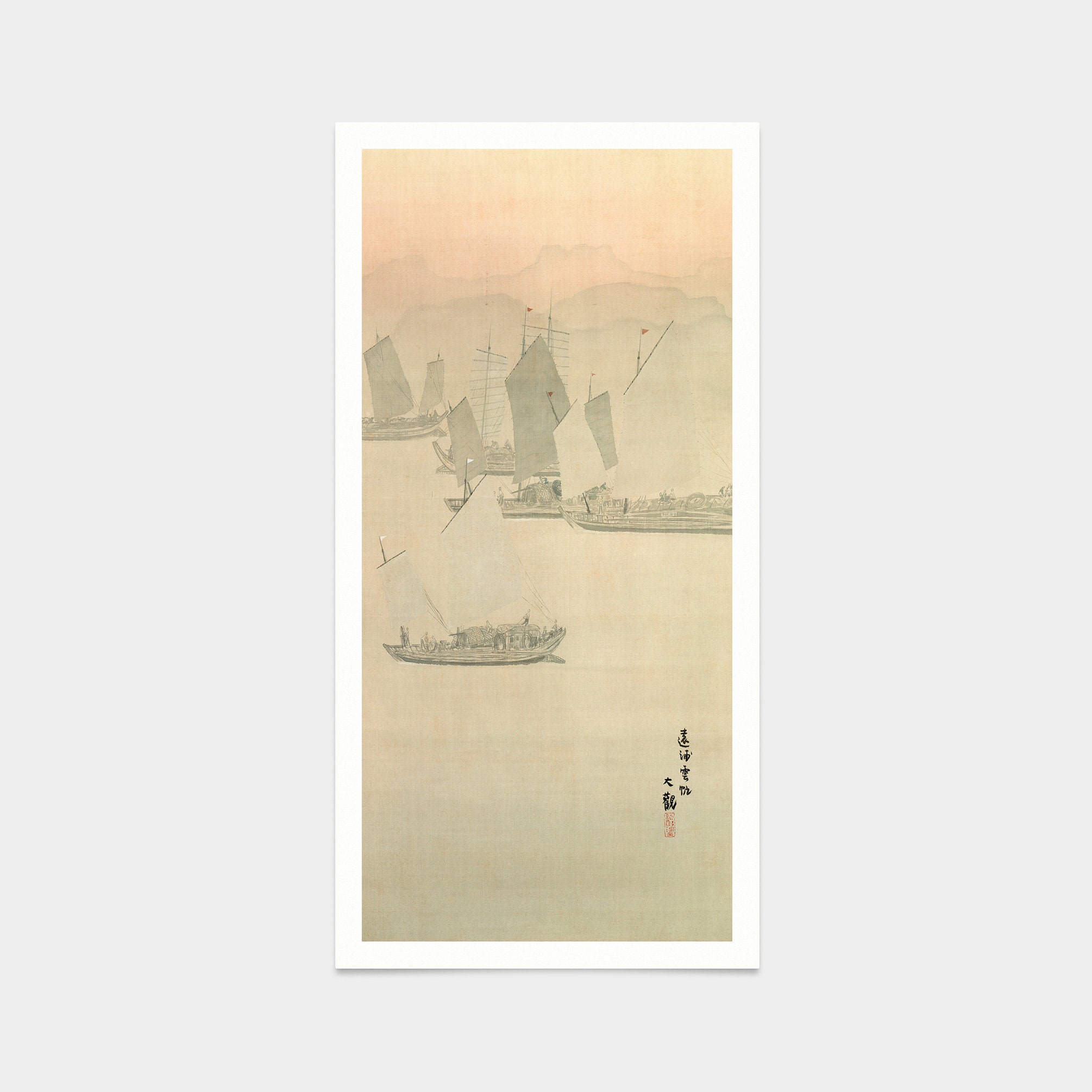 Yokoyama Taikan,clouds and Sails off Distant Shore,japanese