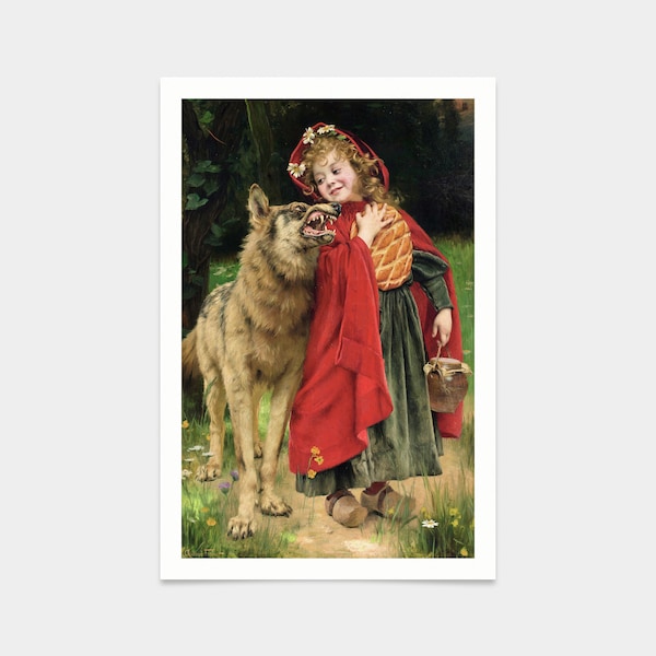 Gabriel Ferrier,Little Red Riding Hood,art prints,Vintage art,canvas wall art,famous art prints,V2430