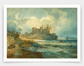 Joseph Mallord William Turner,Conway Castle, North Wales, 1798,estampes d’art,art vintage,art mural sur toile,estampes d’art célèbres,V4472