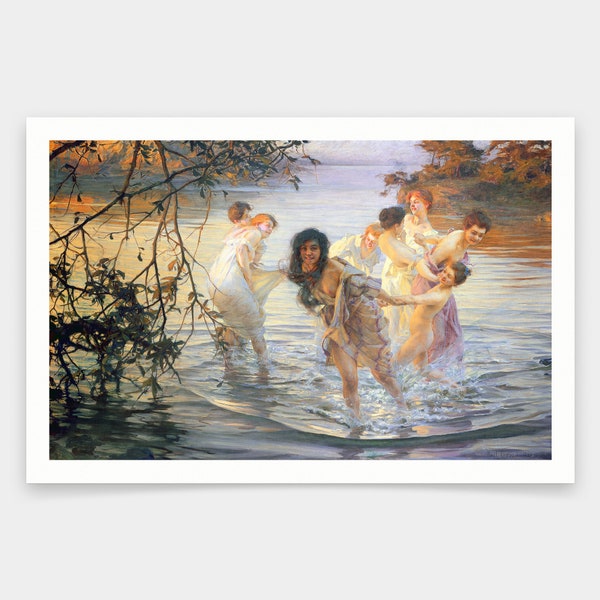 Paul Chabas,Happy Games,art prints,Vintage art,canvas wall art,famous art prints,V1923