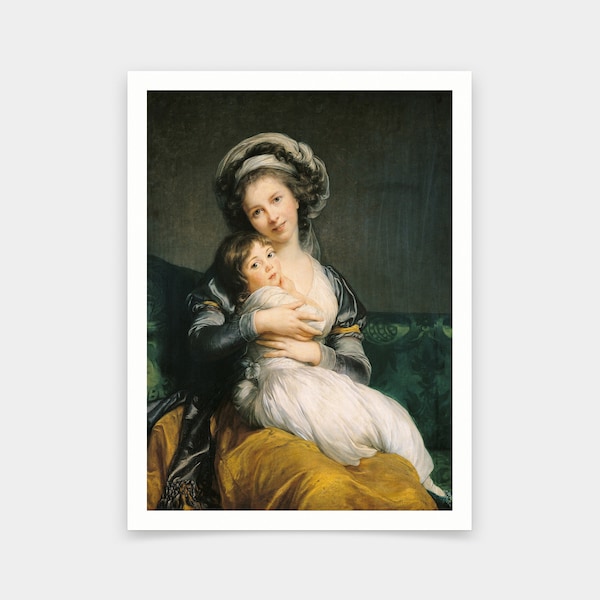 Elisabeth Louise Vigee Lebrun,Autoportrait dans un turban avec son enfant,tirages d’art,art vintage,art mural sur toile,tirages d’art célèbres,V5602