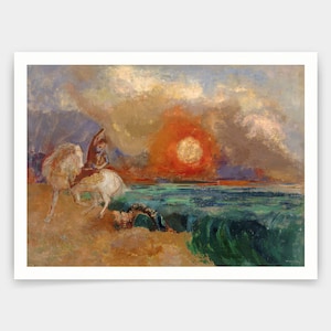Odilon Redon,Saint George and the Dragon,art prints,Vintage art,canvas wall art,famous art prints,V4687