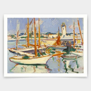 Samuel John Peploe,Samuel John Peploe,Boats at Royan,art prints,Vintage art,canvas wall art,famous art prints,q1390