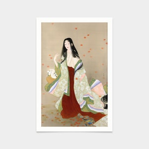 Uemura Shoen,Blumenkorb,Noh Play,Portrait der japanischen Geisha,Kunstdrucke,Vintage Kunst,Leinwand Wandkunst,berühmte Kunstdrucke,2V144